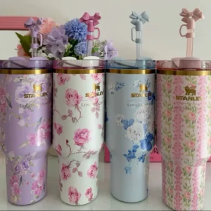 Stanley x Love Shack Fancy Quencher – 1200ml Designer Stainless Steel Tumbler with Straw & Lid | Premium Hydration Mug - Purple