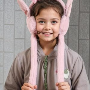 Richmen Cute Rabbit Bunny Ear-Moving Earmuff Headband | Premium Faux Fur | Jumping Ears Design | Windproof & Foldable | Girls, Women & Kids (5+ Years)