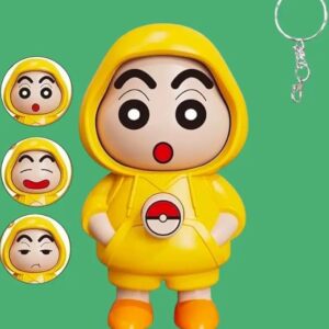 Shinchan Face-Changing Keychain – 3D Rotating Expression Cartoon Key Holder Toy | Cute ABS Anime Key Ring for Kids & Adults (Yellow, Pack of 1)