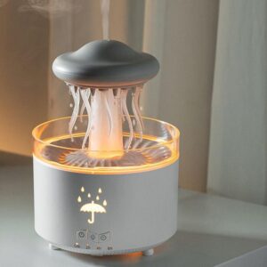 Inditradition Jellyfish Shape Rotating Essential Oil Diffuser & Humidifier Multi-Colour LED | 5.5 x 7.5 Inches | White