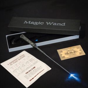 MilesMagic Light-Up Wizard Wand | Harry Potter LED Cosplay Wand 33 cm with Spell Guide & Gift Box