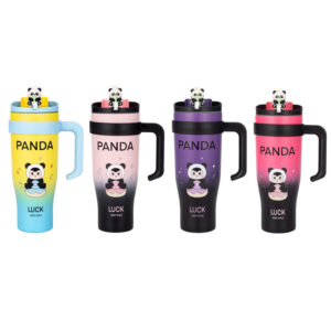 New Cartoon Straw Tumbler | 304 Stainless Steel Vacuum Insulated Cup | Large-Capacity Hot & Cold Bottle for Students & Adults