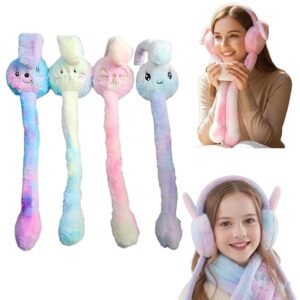 Moving Bunny Ears Earmuffs for Girls – Cute Plush Winter Ear Warmers with Sound | Faux Fur Headband