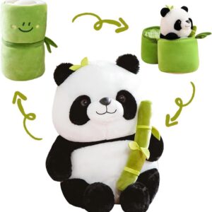 Cute Panda Plush with Bamboo – Kawaii Soft Stuffed Animal Toy | Perfect Gift for Kids, Girls & Boys | Birthday & Valentine’s Day Plush Toy
